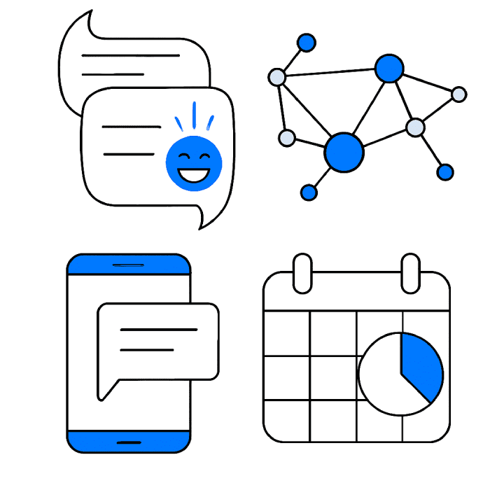 AI chat, connected automation, mobile messaging, and calendar scheduling